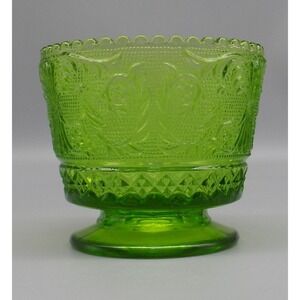 Colony Open Sugar Bowl Sandwich Glass Green Lime 3.25" No Chips Or Cracks